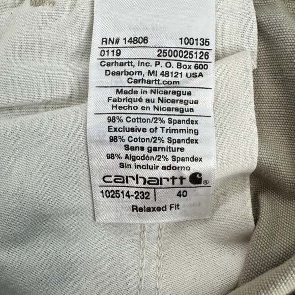 Work Wear Carhartt Mens 40 Rugged Flex Canvas Work Shorts Outdoor Excellent - Picture 3 of 9
